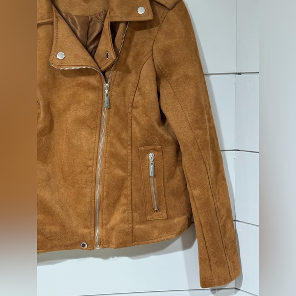 NEW Jou Jou Brandy Brown Faux-Suede Moto Jacket Size Large - Picture 5 of 12